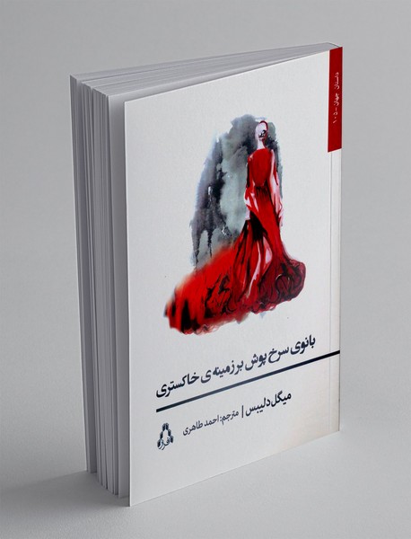 بانوی سرخ پوش بر زمینه ی خاکستری