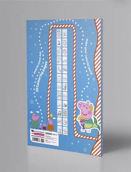 دفتر رنگ آمیزی کودکان - پپاپیگ استیکردار/ رحلی A4